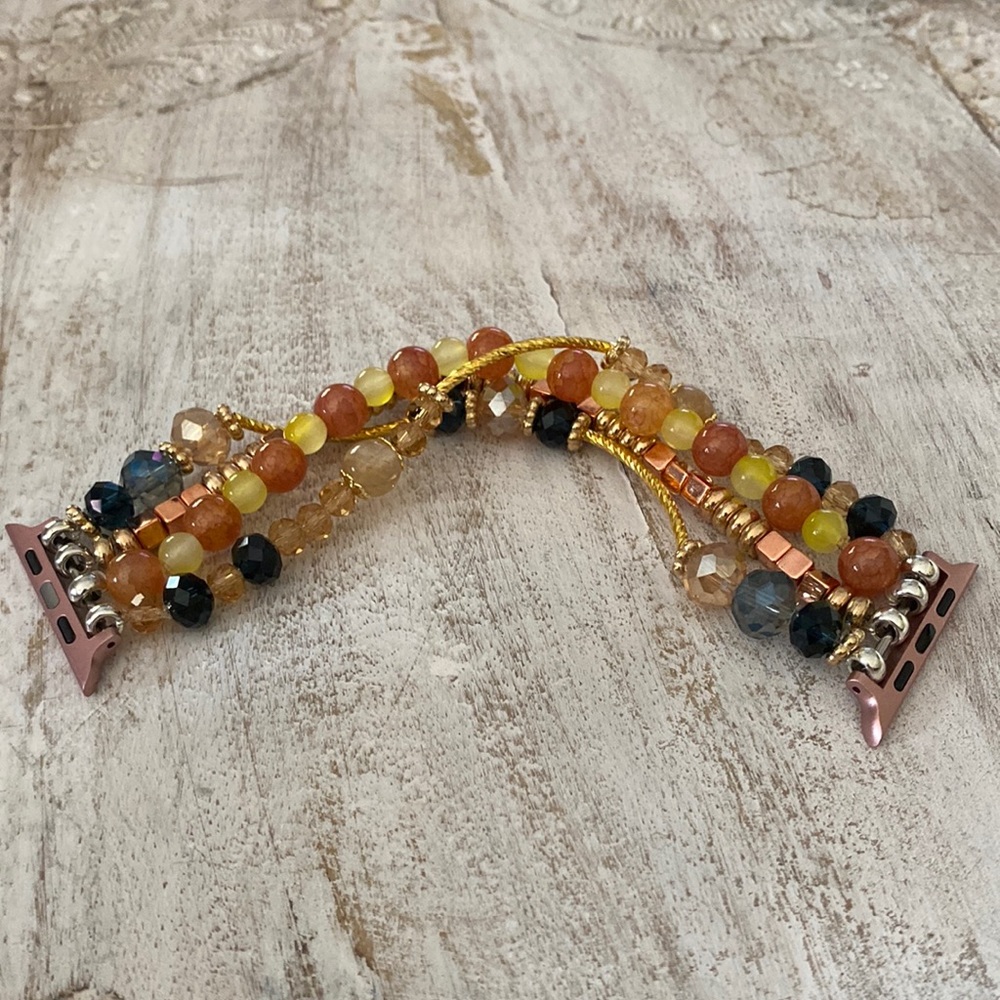 Francesca’s beaded Apple Watch bracelet band multi color rose gold 42/44mm